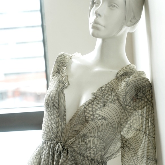 REBECCA TAYLOR Gold Threaded Chiffon Blouse with camisole, Size 0 X-Small - Picture 3 of 8